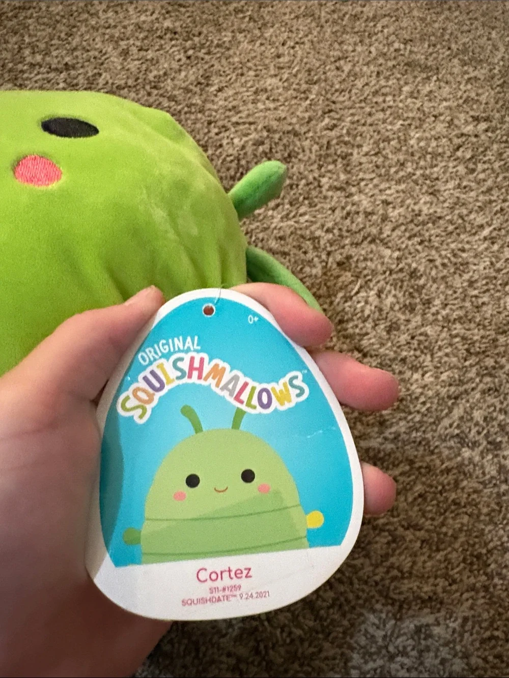 Squishmallows Green Caterpillar Plush with Pink Cheeks